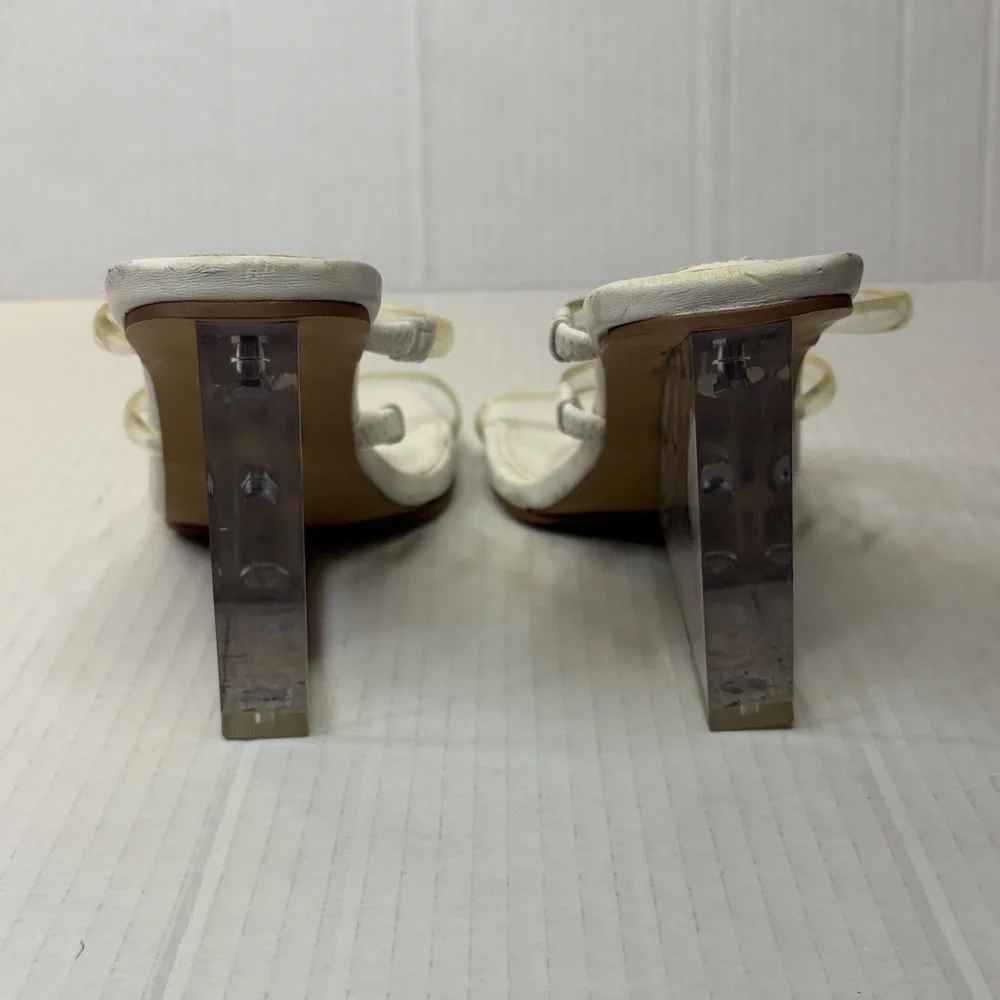 Steve Madden White Square-Toe Clear-Strap Wedges Size 6M